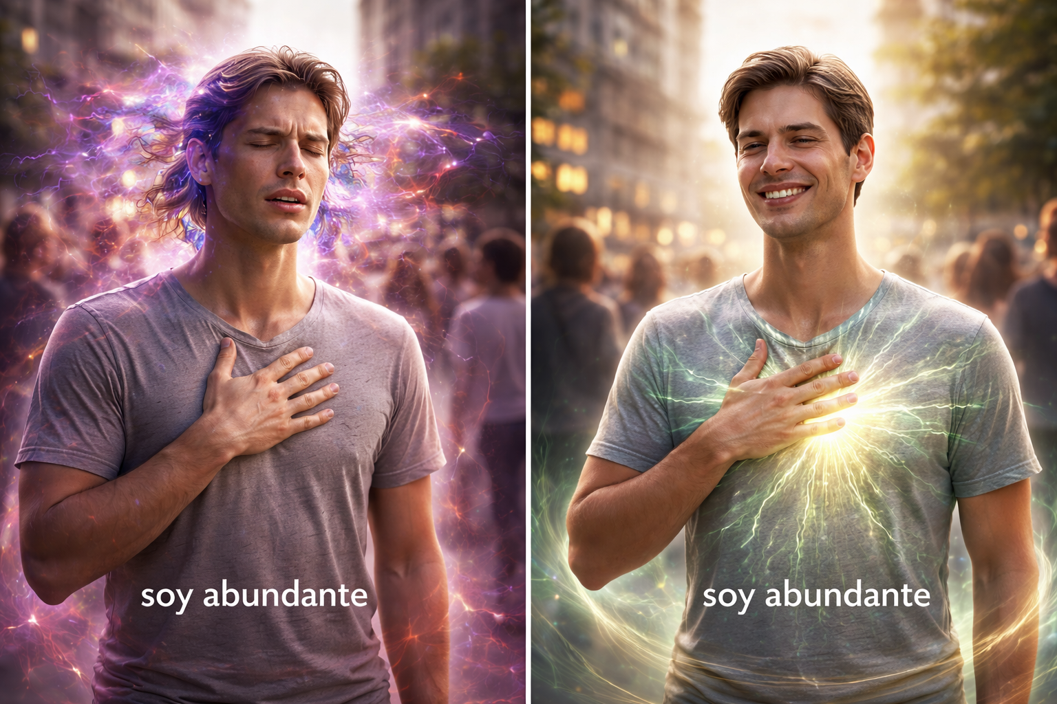 Hombre manifestando acorde a su frecuencia energética.