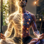Hombre en integración de energía espiritualidad y fisiología